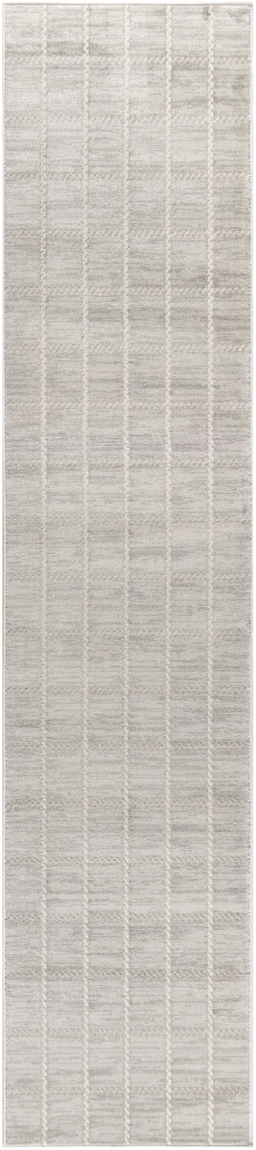 8' Light Gray Geometric Runner Rug Photo 3