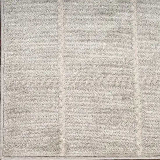 8' Light Gray Geometric Runner Rug Photo 6