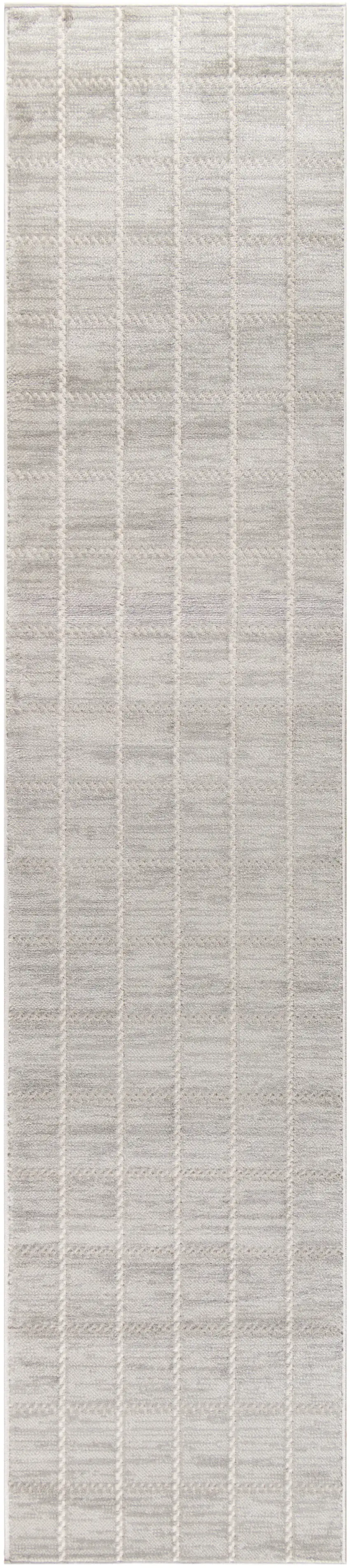 8' Light Gray Geometric Runner Rug Photo 2
