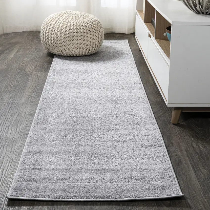 8' Light Gray Runner Rug Photo 4