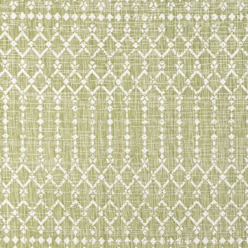 5' Light Green And Cream Round Trellis Indoor Outdoor Area Rug Photo 2