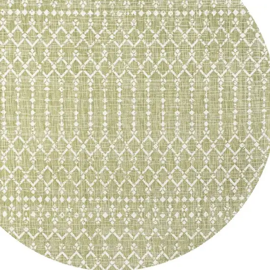 5' Light Green And Cream Round Trellis Indoor Outdoor Area Rug Photo 3