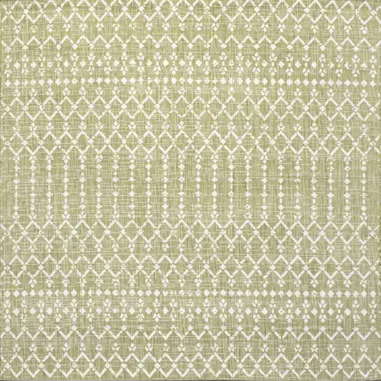 5' Light Green And Cream Square Trellis Indoor Outdoor Area Rug Photo 1