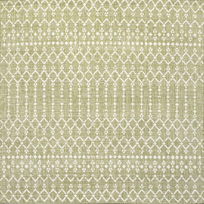 5' Light Green And Cream Square Trellis Indoor Outdoor Area Rug Photo 1
