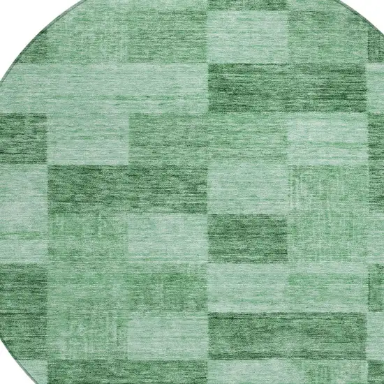 8' Light Green And Dark Green Round Geometric Washable Indoor Outdoor Area Rug Photo 5
