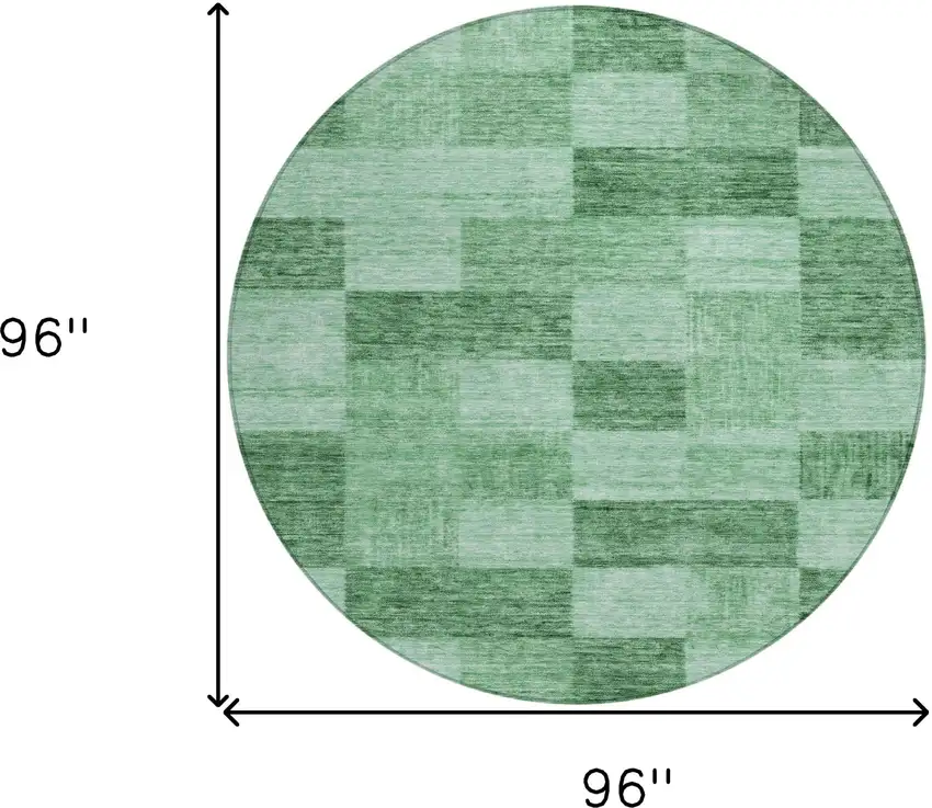 8' Light Green And Dark Green Round Geometric Washable Indoor Outdoor Area Rug Photo 9
