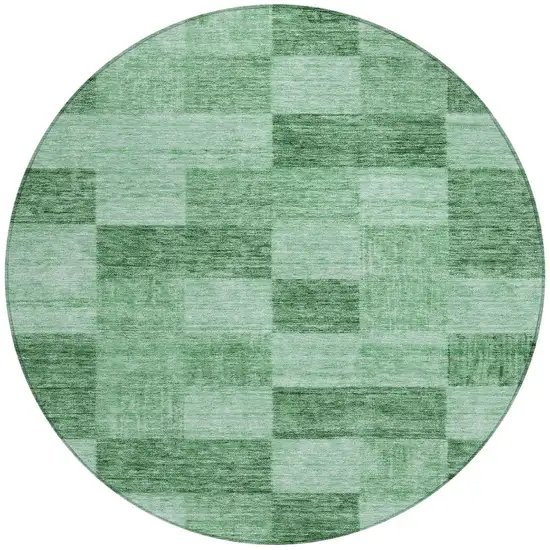 8' Light Green And Dark Green Round Geometric Washable Indoor Outdoor Area Rug Photo 6