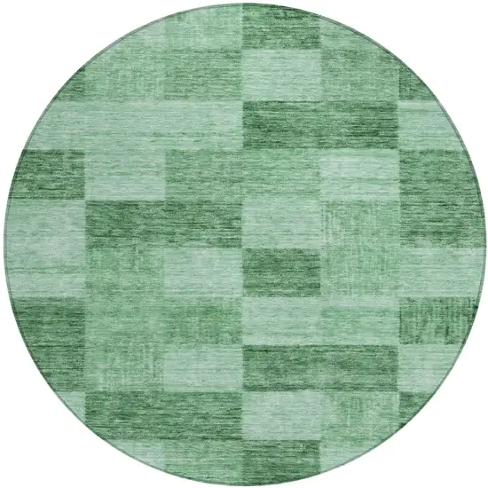 8' Light Green And Dark Green Round Geometric Washable Indoor Outdoor Area Rug Photo 2
