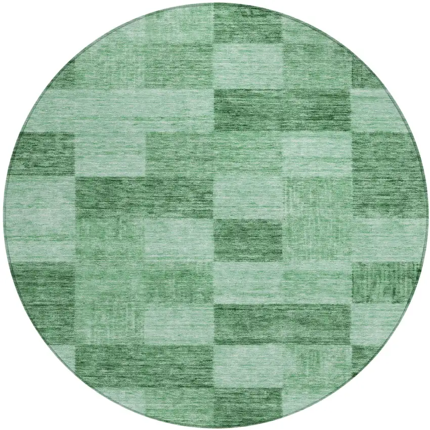 8' Light Green And Dark Green Round Geometric Washable Indoor Outdoor Area Rug Photo 2