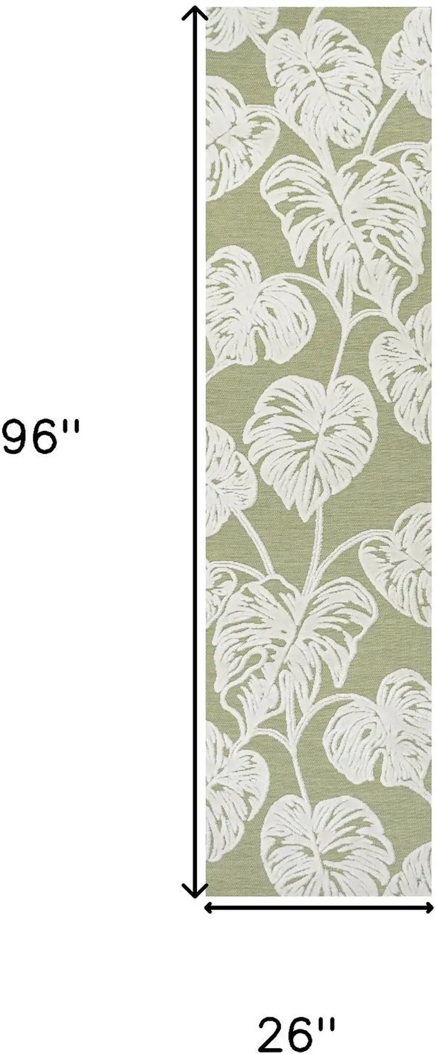 8' Light Green And Ivory Floral Indoor Outdoor Runner Rug Photo 8