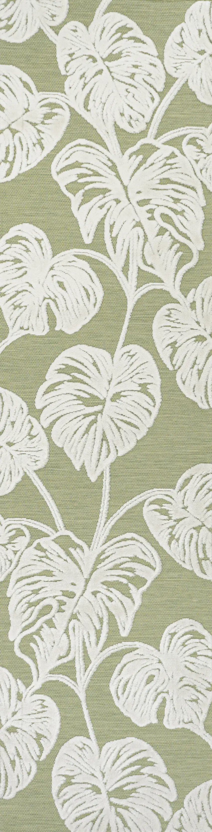 8' Light Green And Ivory Floral Indoor Outdoor Runner Rug Photo 1