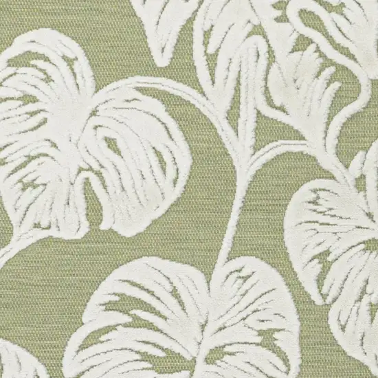 8' Light Green And Ivory Floral Indoor Outdoor Runner Rug Photo 2