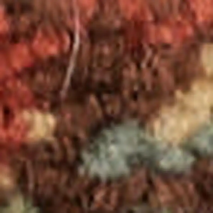 8' Light Green Tan And Red Floral Distressed Non Skid Runner Rug Photo 2