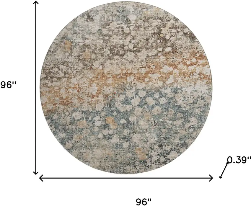 8' Light Taupe And Brown Abstract Washable Round Rug With UV Protection Photo 8