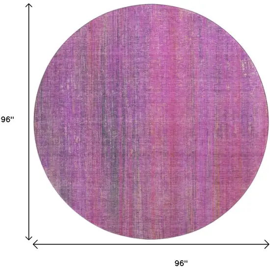 8' Lilac And Blush Striped Washable Round Rug With UV Protection Photo 9