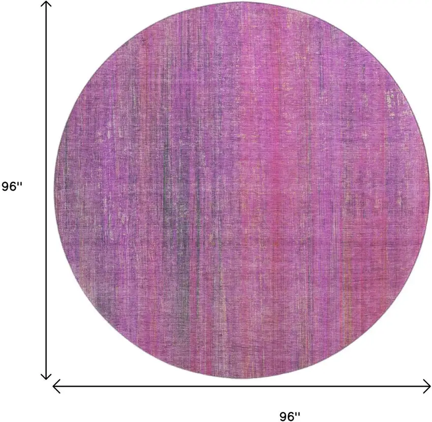 8' Lilac And Blush Striped Washable Round Rug With UV Protection Photo 9