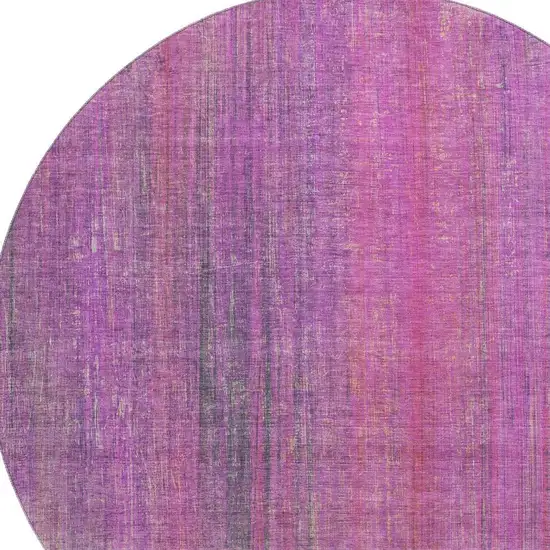 8' Lilac And Blush Striped Washable Round Rug With UV Protection Photo 3