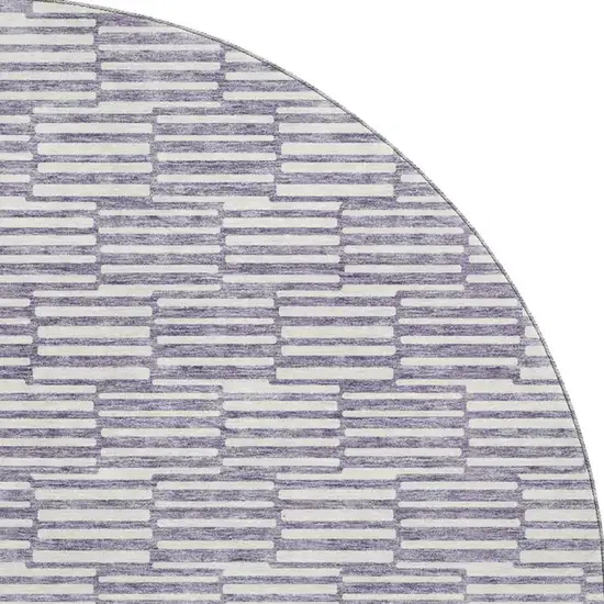 8' Lilac And Ivory Abstract Geometric Washable Round Rug With UV Protection Photo 4