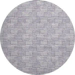 Photo of 8' Lilac And Ivory Abstract Geometric Washable Round Rug With UV Protection