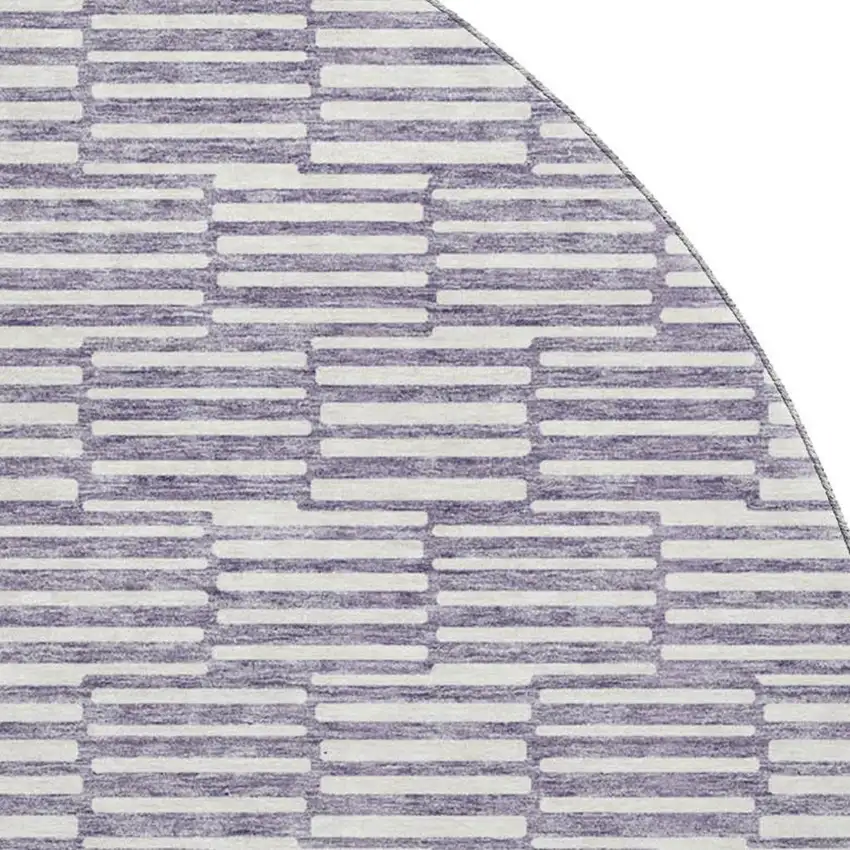 8' Lilac And Ivory Abstract Geometric Washable Round Rug With UV Protection Photo 3