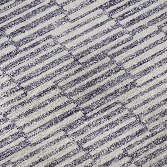 8' Lilac And Ivory Abstract Geometric Washable Round Rug With UV Protection Photo 9