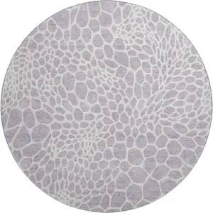 Photo of 8' Lilac And Ivory Geometric Washable Round Rug With UV Protection