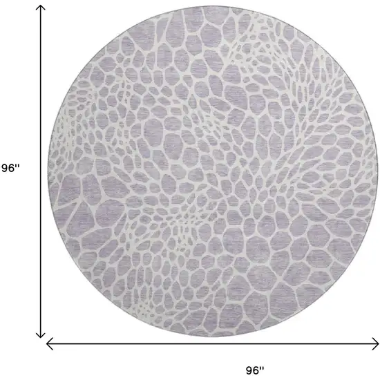 8' Lilac And Ivory Geometric Washable Round Rug With UV Protection Photo 3