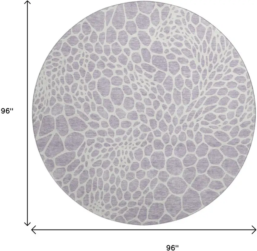 8' Lilac And Ivory Geometric Washable Round Rug With UV Protection Photo 3