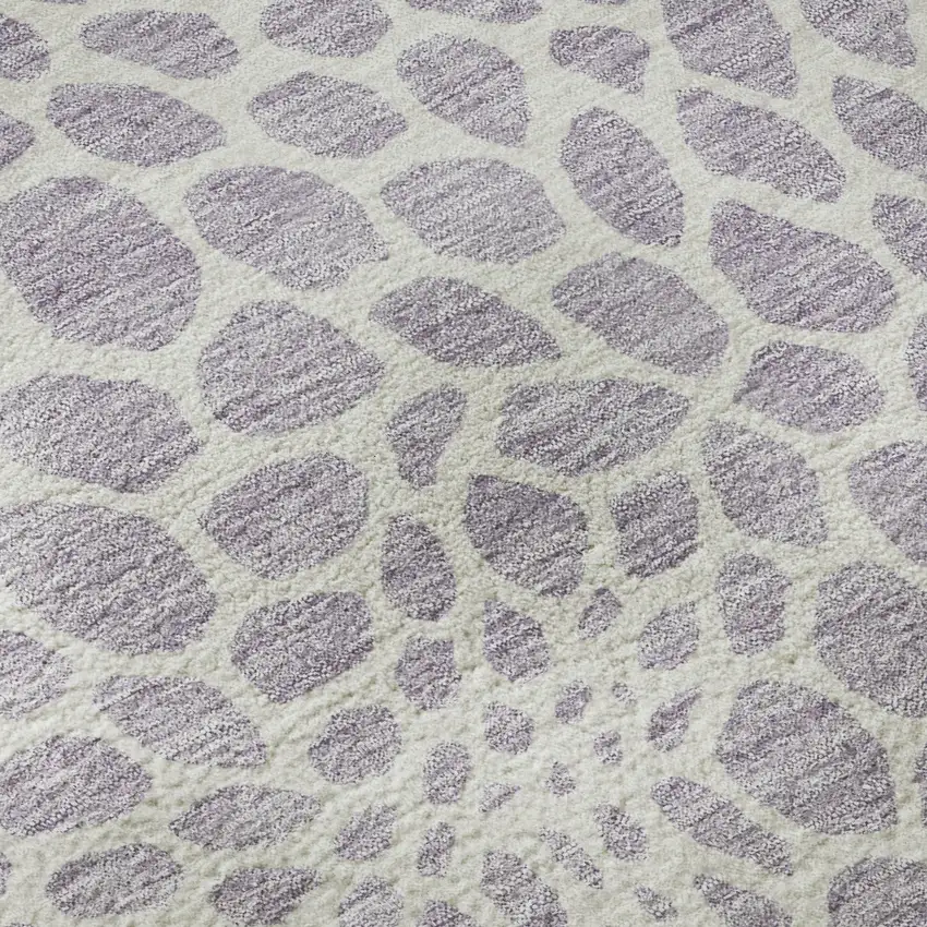 8' Lilac And Ivory Geometric Washable Round Rug With UV Protection Photo 9