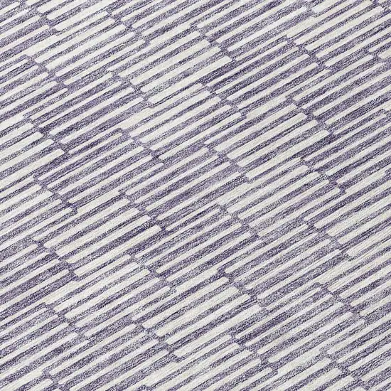8' Lilac And Ivory Round Geometric Washable Indoor Outdoor Area Rug Photo 8
