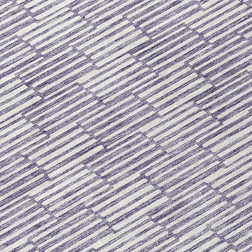 8' Lilac And Ivory Round Geometric Washable Indoor Outdoor Area Rug Photo 8