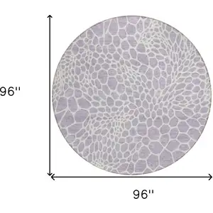 Photo of 8' Lilac And Ivory Round Geometric Washable Indoor Outdoor Area Rug