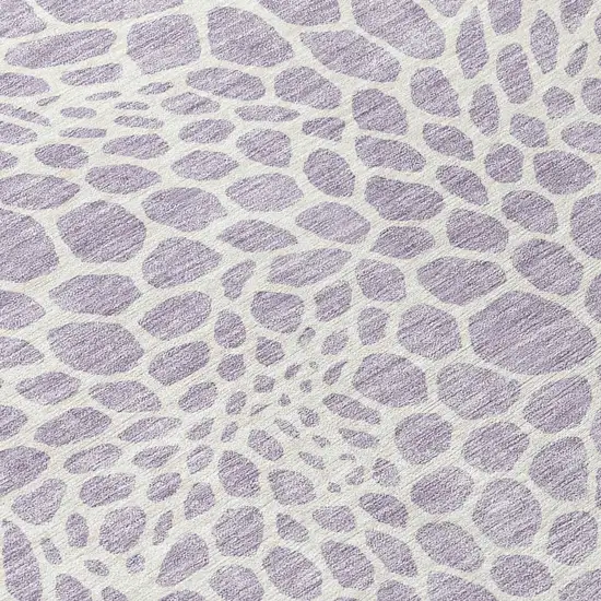 8' Lilac And Ivory Round Geometric Washable Indoor Outdoor Area Rug Photo 8