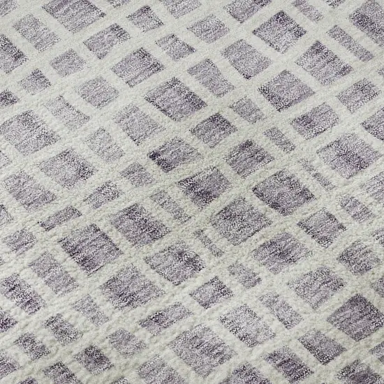 8' Lilac And Ivory Striped Washable Round Rug With UV Protection Photo 9