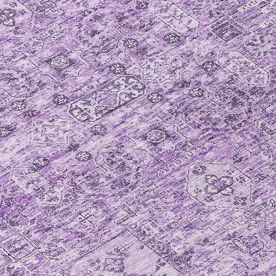 8' Lilac And Purple Round Floral Washable Indoor Outdoor Area Rug Photo 4