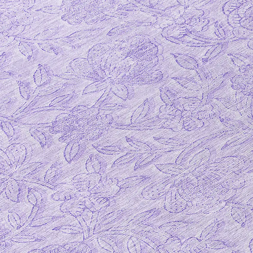 8' Lilac And Purple Round Floral Washable Indoor Outdoor Area Rug Photo 8