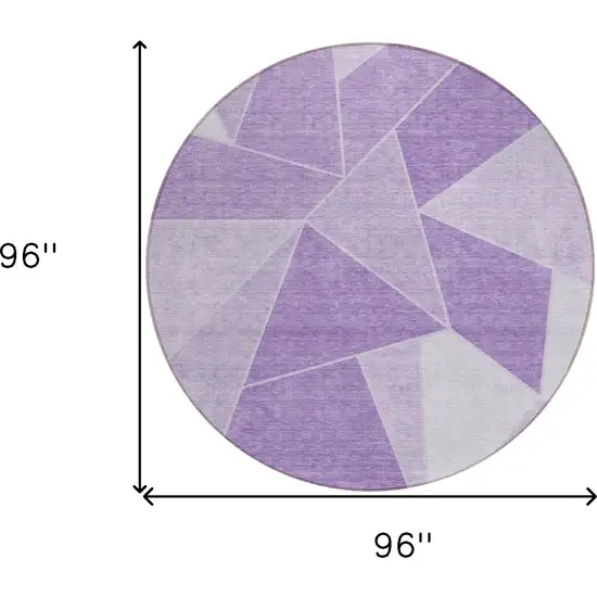 8' Lilac And Purple Round Geometric Washable Indoor Outdoor Area Rug Photo 9