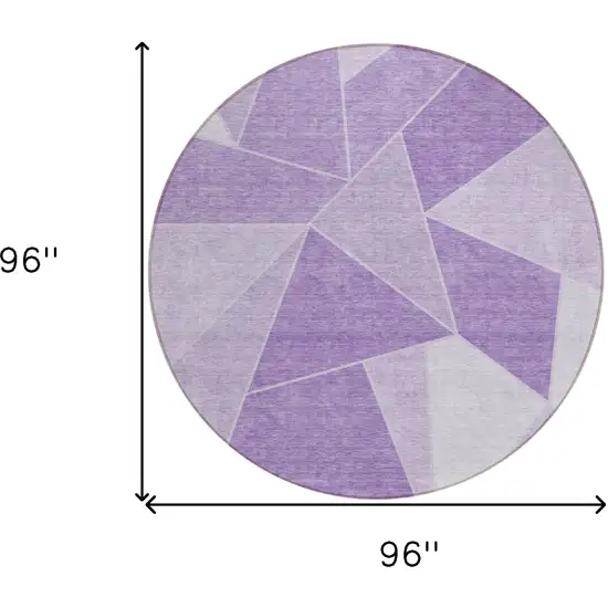 8' Lilac And Purple Round Geometric Washable Indoor Outdoor Area Rug Photo 9