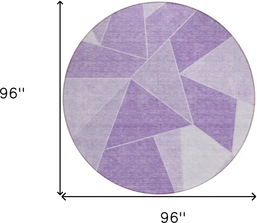 8' Lilac And Purple Round Geometric Washable Indoor Outdoor Area Rug Photo 9