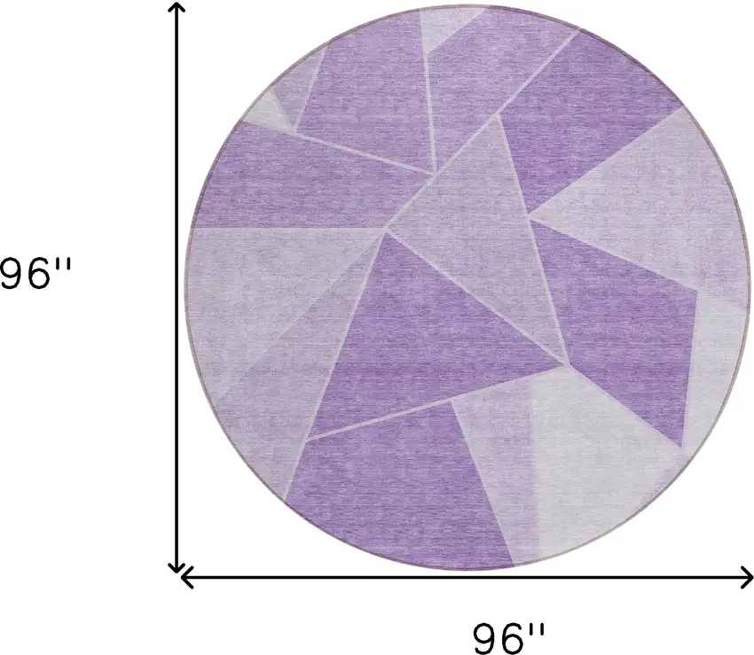 8' Lilac And Purple Round Geometric Washable Indoor Outdoor Area Rug Photo 9