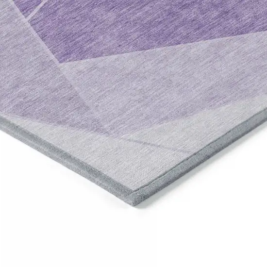 8' Lilac And Purple Round Geometric Washable Indoor Outdoor Area Rug Photo 3