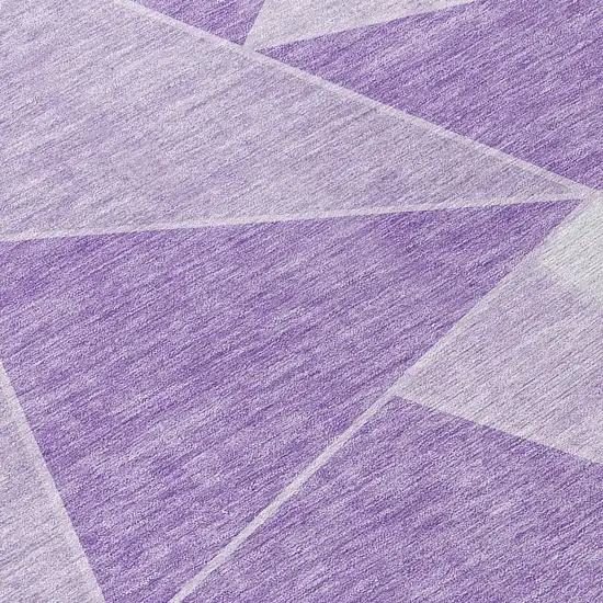 8' Lilac And Purple Round Geometric Washable Indoor Outdoor Area Rug Photo 8