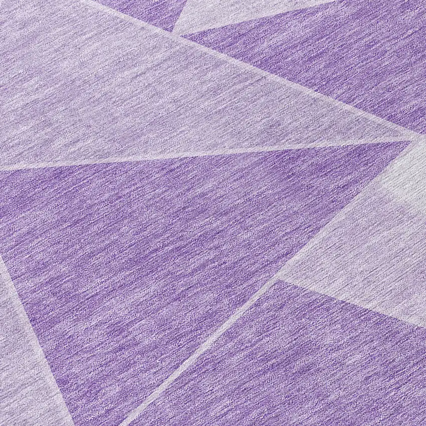 8' Lilac And Purple Round Geometric Washable Indoor Outdoor Area Rug Photo 8