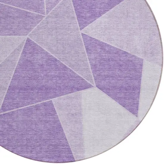 8' Lilac And Purple Round Geometric Washable Indoor Outdoor Area Rug Photo 4