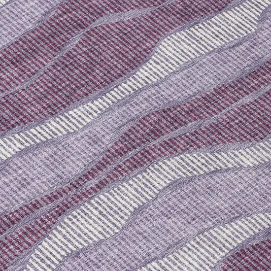 8' Lilac And Purple Round Striped Washable Indoor Outdoor Area Rug Photo 4