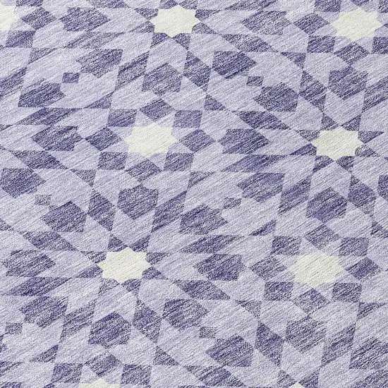 8' Lilac Purple And Ivory Round Floral Medallion Washable Indoor Outdoor Area Rug Photo 9