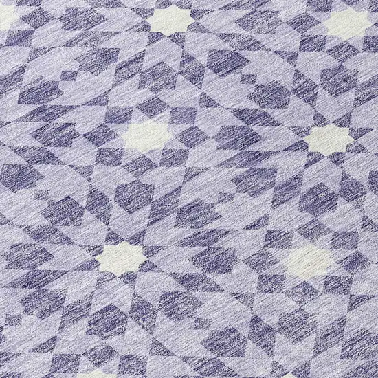 8' Lilac Purple And Ivory Round Floral Medallion Washable Indoor Outdoor Area Rug Photo 9