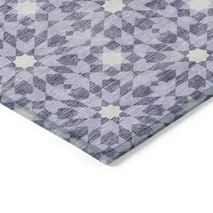 Photo of 8' Lilac Purple And Ivory Round Floral Medallion Washable Indoor Outdoor Area Rug