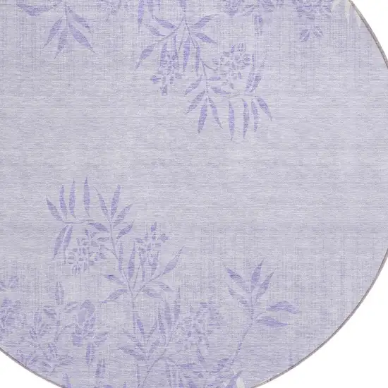 8' Lilac Purple And Ivory Round Floral Washable Indoor Outdoor Area Rug Photo 4