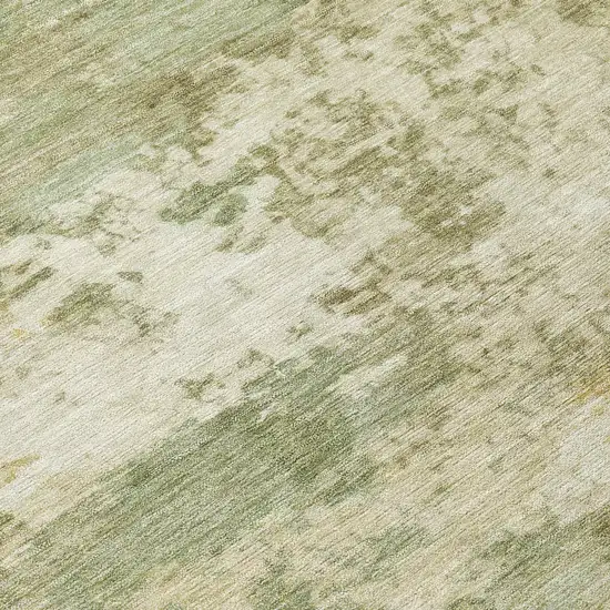 8' Lime Green And Beige Round Abstract Washable Indoor Outdoor Area Rug Photo 9